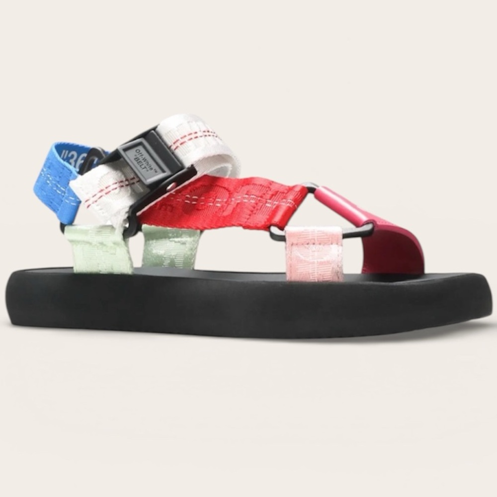 $530 OFF-WHITE C/O VIRGIL ABLOH‎ TREK LOGO SANDAL SIZE 36 / 6 US BLACK